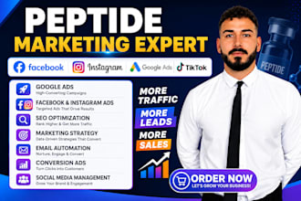setup peptide marketing fb ads SEO peptide website promotion peptide google ads
