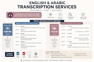 provide fast and accurate english and arabic transcription services
