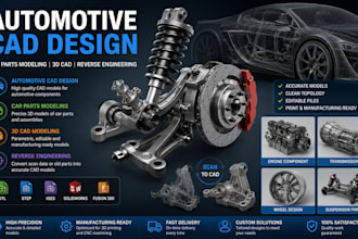do automotive cad design, car parts modeling, 3d cad, reverse engineering