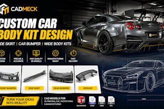 design custom car body kits, side skirts, and bumper cad models