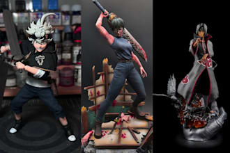 3d print and paint custom miniatures, figures cosplay props, and stl models