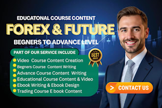 write forex trading, day, future course content, ebook writing video course, ppt