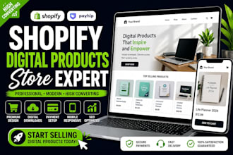 build a high converting shopify digital products store or payhip website
