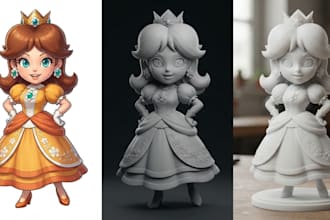 convert 2d to 3d toy figures images to 3d printable stl file for 3d printing