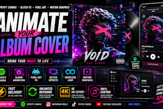 animate album cover glitch motion graphics pixel art video loop spotify canvas