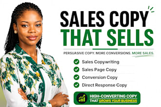 write persuasive sales copy, sales page, conversion and direct response copy
