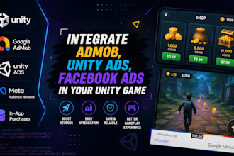 integrate admob, unity ads, facebook ads into your unity game
