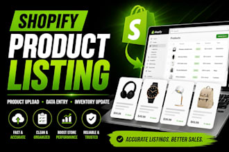 upload products and do shopify product listing, data entry and inventory update