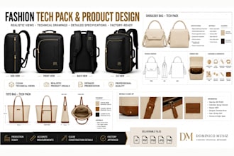 create custom bag tech pack, handbag, backpack, tote design for production