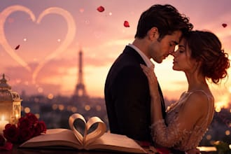 write a captivating romance story, love story, and romantic fiction