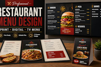 design restaurant food menu digital menu board and price list