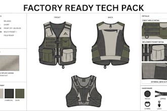 create manufacturer ready clothing tech pack for apparel production