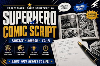 write a superhero, fantasy, horror, or sci fi comic book script