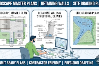 design hardscape master plans, retaining walls, and site grading plans