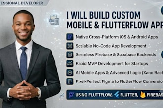 build custom mobile app or flutterflow app using flutter firebase supabase