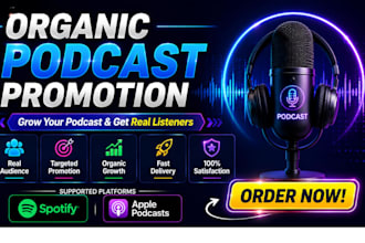 organic podcast promotion on apple podcast, spotify, and radio show