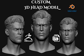 sculpt realistic 3d head from 2d photo for stl 3d print likeness