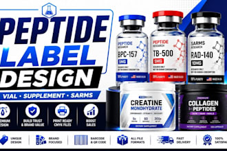 design peptide label vial label design or supplement, sarms peptide label design