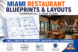 create restaurant architectural blueprints commercial layouts in miami, florida