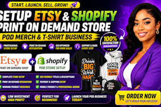 setup etsy shop print on demand shopify print on demand etsy pod merch tshirt