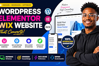 create wordpress homepage, elementor landing page, wix website redesign