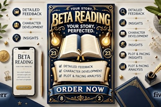 beta read your novel with detailed in line comment, feedback and correction