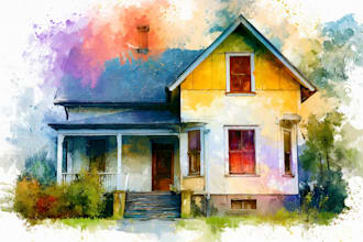 paint watercolor house portrait