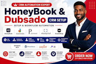 setup honeybook dubsado pixieset shootproof studio ninja 17hats zoho crm zapier