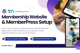 build wordpress membership website, memberpress and paid subscription website