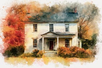 paint watercolor house portrait
