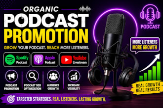 do organic podcast promotion, spotify podcast, apple podcast, youtube livestream