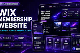 design wix membership website, wix booking, and subscription site for coaches
