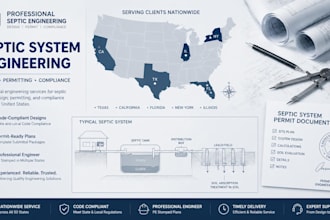 design septic system permit plans in tx ca fl ny il USA