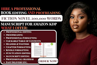 edit and proofread your novel for amazon KDP