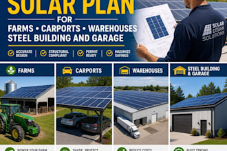 design solar plan for farms carports warehouses steel building and garage