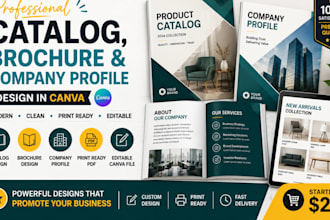 design a professional catalog, brochure, company profile in canva