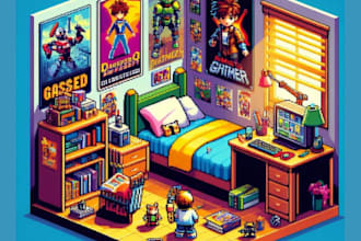 isometric pixel art retro pixel game art 2d game asset tileset props background