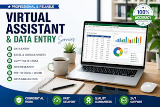 be your virtual assistant for data entry, web research and copy paste