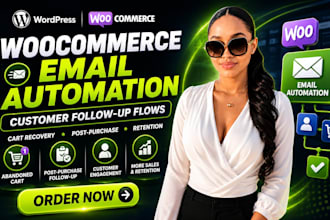 set up wordpress, woocommerce email automation, customer follow up flows
