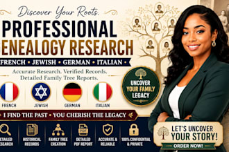 do french, jewish, german, italian genealogy research, family tree reports