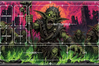 design custom tcg playmat artwork for mtg, pokemon, yugioh and card games