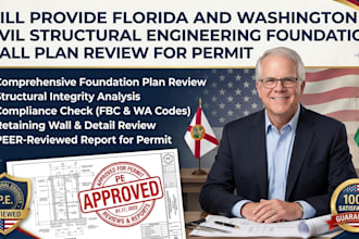 provide florida and washington civil structural engineering foundation wall