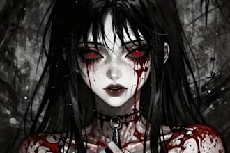 draw gore, gothic, or gloomy art in the vein of anime