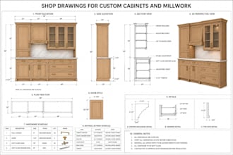 create detailed shop drawings for custom cabinets and millwork