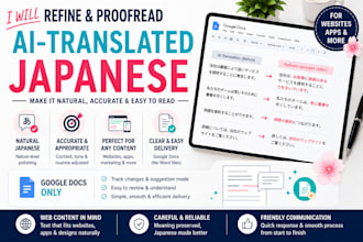 refine ai translated japanese into natural native japanese