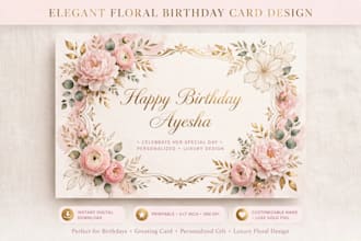 design elegant floral birthday card  with name