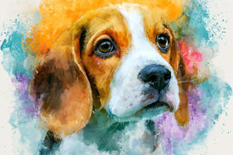 create art watercolor pet animal portrait
