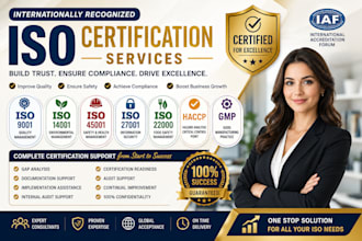 help you achieve iso 9001, iso 14001, haccp, gmp certification