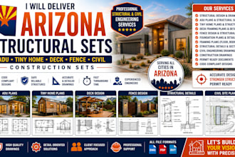 deliver arizona structural sets adu tiny home deck fence civil construction sets