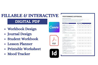 design digital fillable interactive pdf, coaching canva workbook journal
